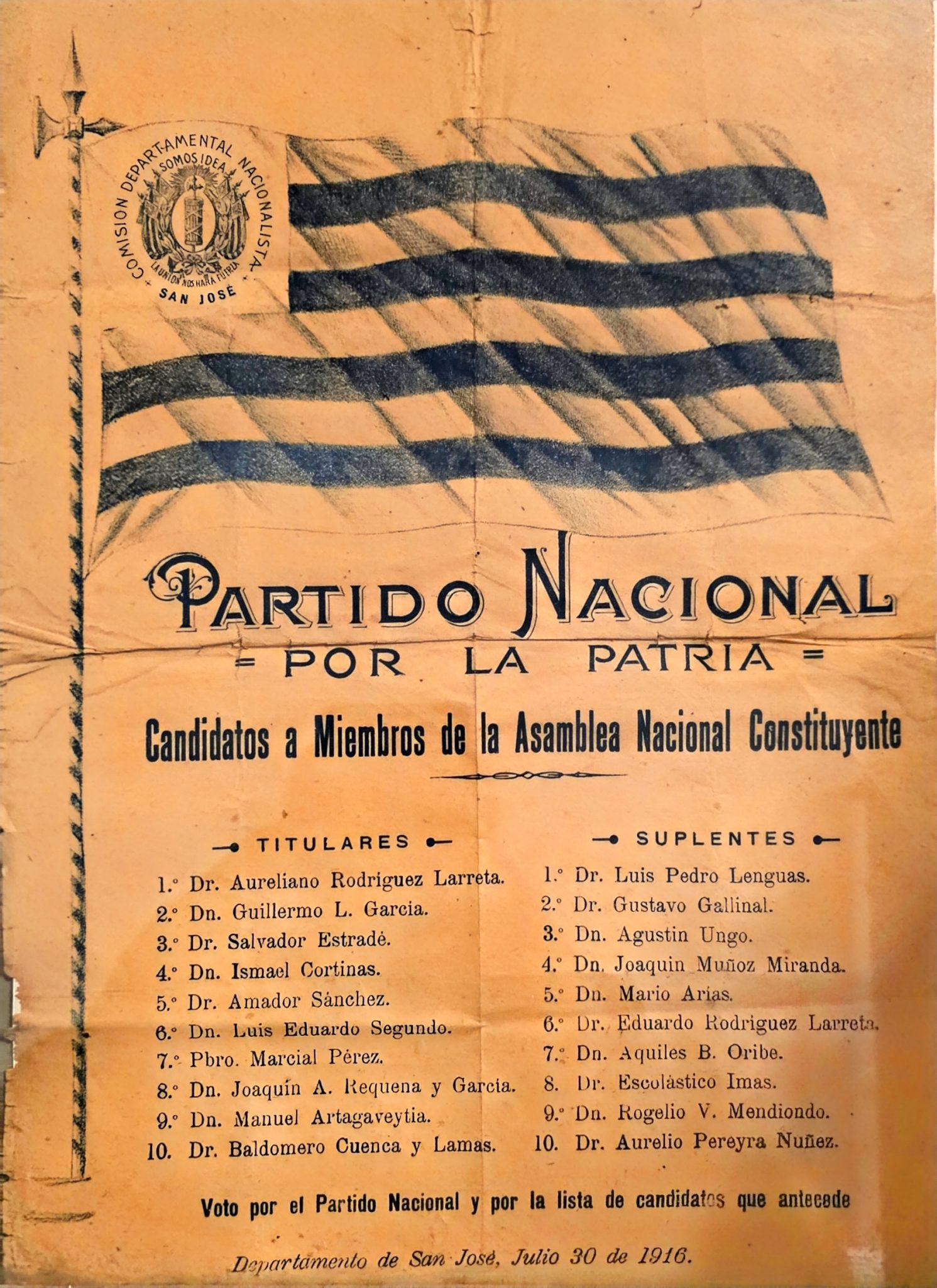 Hoja de Votación Constituyente 1916